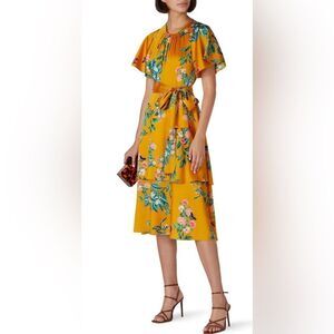 Great Jones Marigold Tiered Floral Dress Size XS Oversized